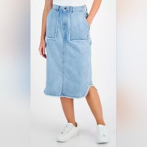 Nwt Womens Nautica Denim Utility Midi Skirt Size 6